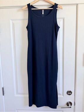 Sleeveless Navy Midi Tank Dress